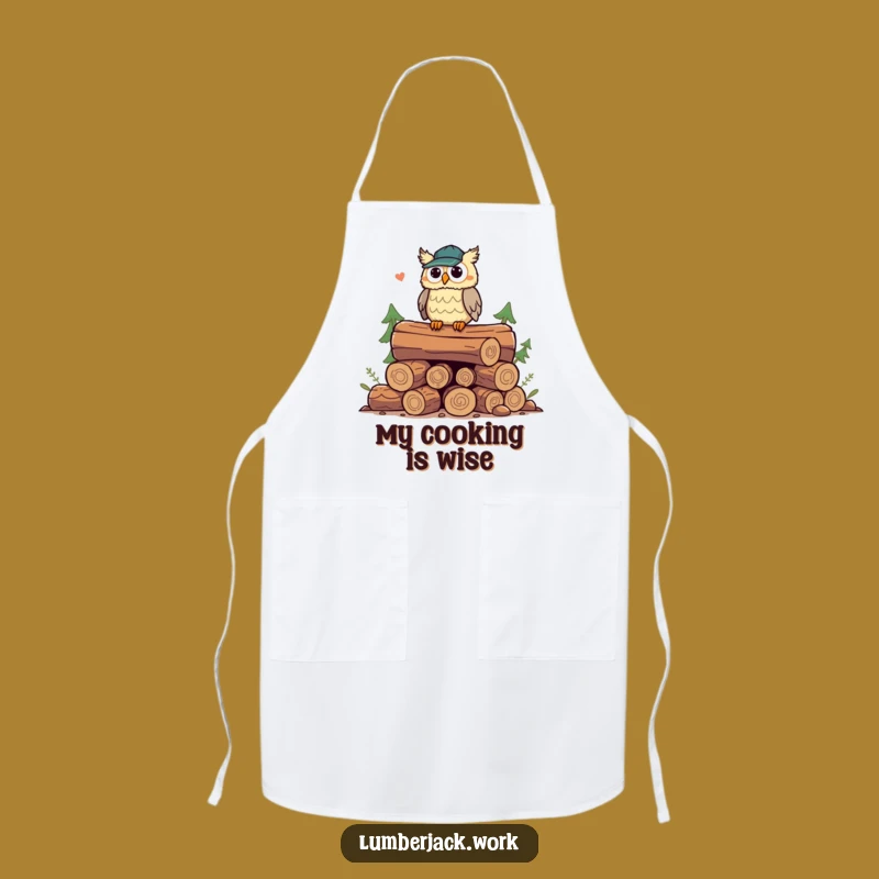 Funny Owl Lumberjack Apron: Cook With Wisdom, Perfect Kitchen Funny Gift