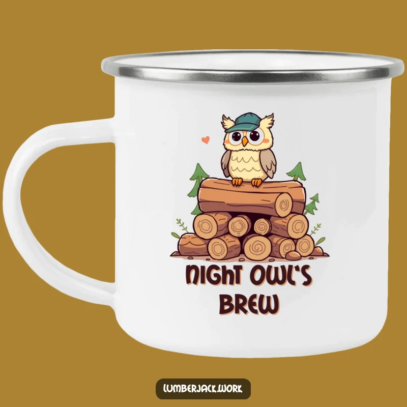 Funny Owl Lumberjack Camping Mug: Nighttime Laughs, Rugged & Hilarious Gift