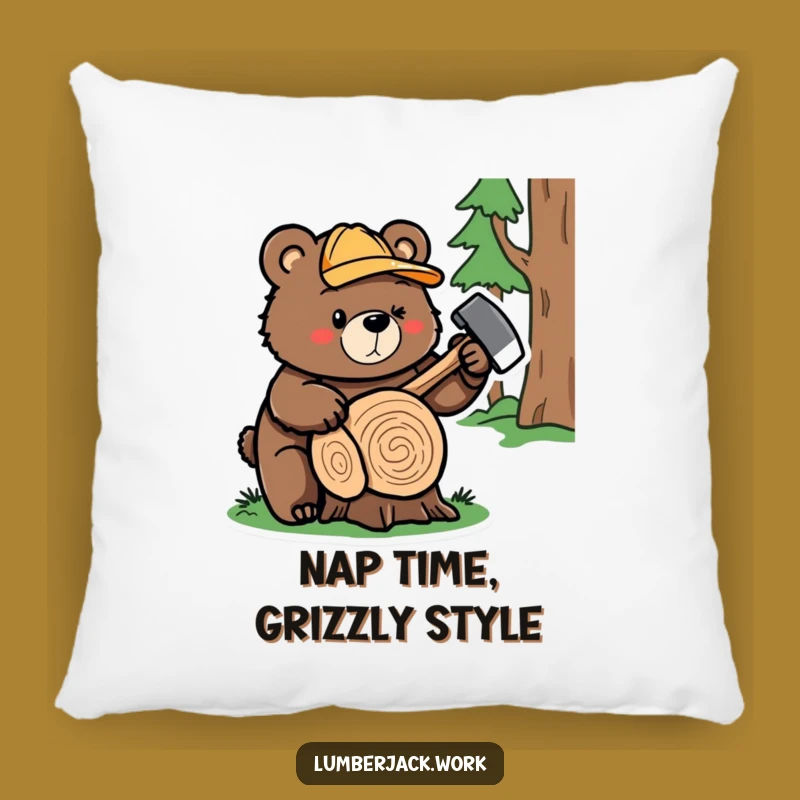Funny Bear Lumberjack Pillow: Cozy Comfort, Hilarious Woodland Accent Pillow