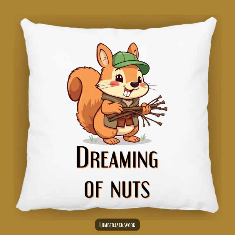 Funny Squirrel Lumberjack Pillow: Cozy & Cheerful, Hilarious Accent Pillow Gift