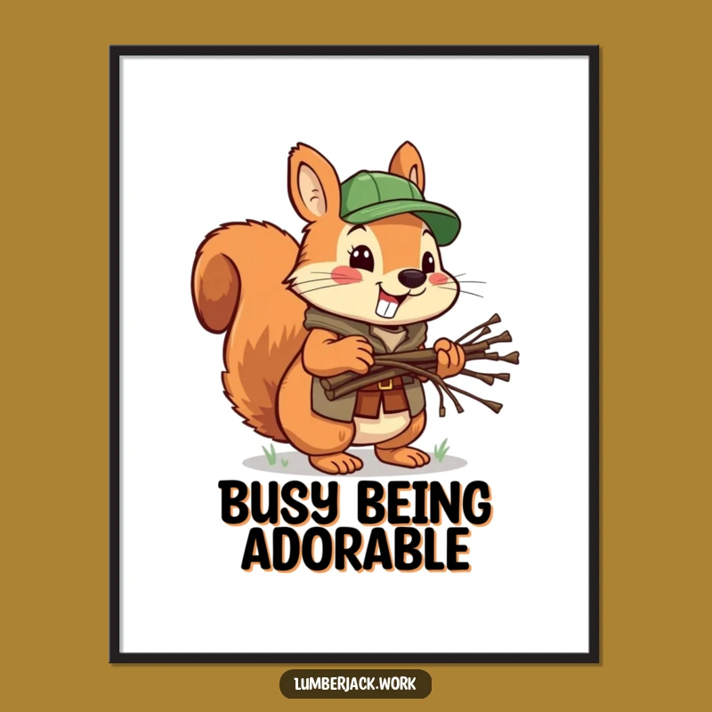 Funny Squirrel Lumberjack Digital Art: Instant Woodland Cheer, Perfect Wall Art Gift