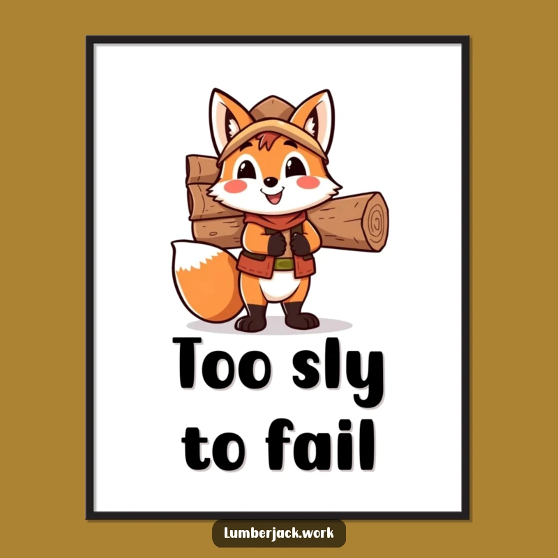 Funny Fox Lumberjack Digital Art: Instant Woodland Charm, Perfect Wall Art Gift
