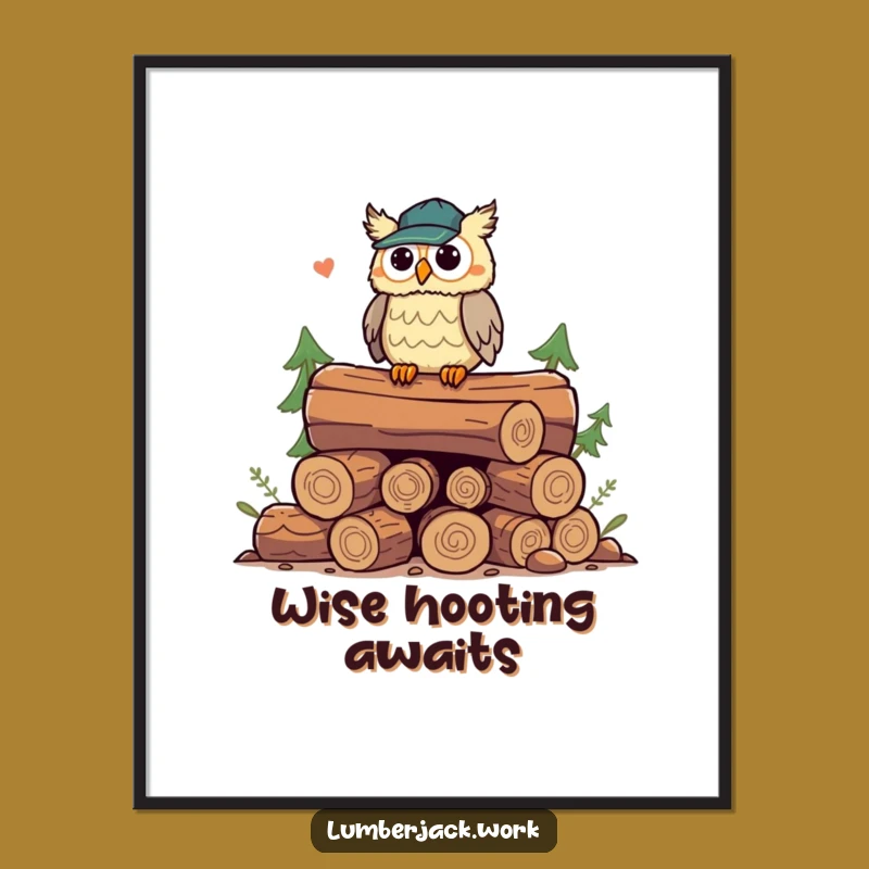 Funny Owl Lumberjack Digital Art: Instant Woodland Wisdom, Perfect Wall Art Gift