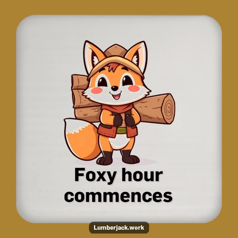 Funny Fox Lumberjack Coaster: Protect Surfaces With Charm, Perfect Funny Gift