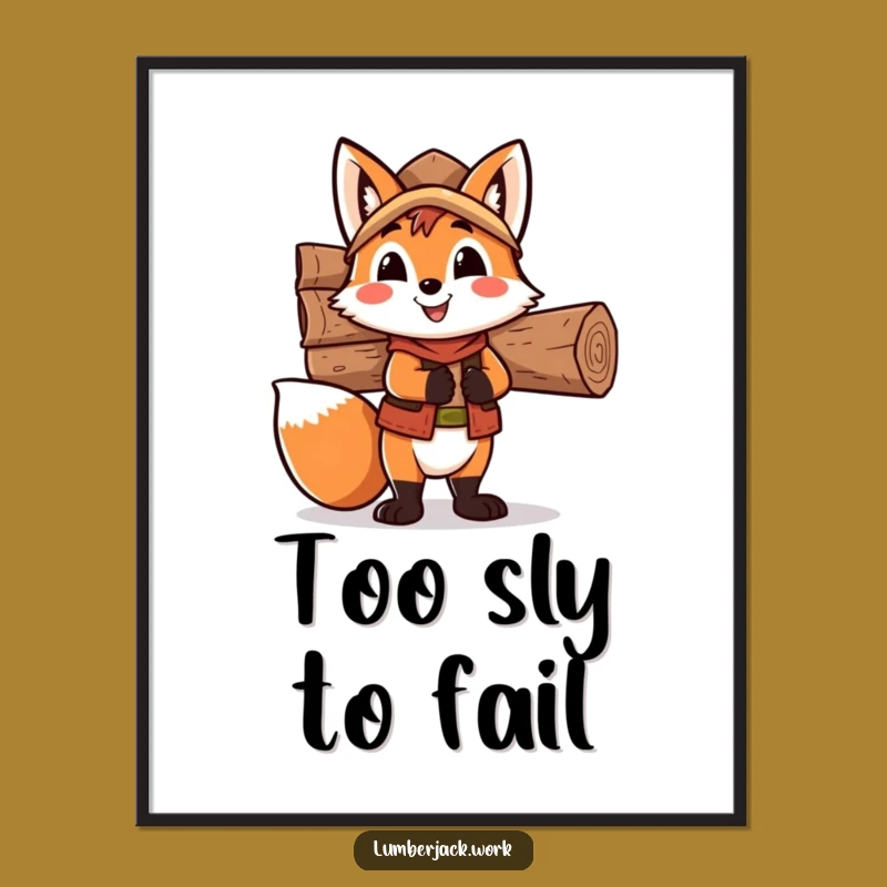 Funny Fox Lumberjack Poster: Woodland Whimsy, Perfect Wall Art Funny Gift