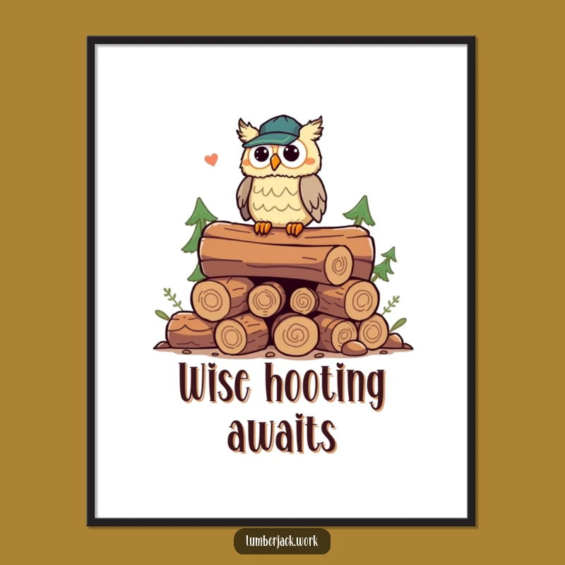 Funny Owl Lumberjack Poster: Wise Woodland Art, Perfect Wall Decor Funny Gift