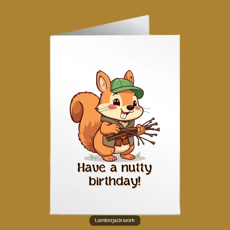 Free Printable Squirrel Lumberjack Birthday Card: Funny Downloadable Gift for Him!