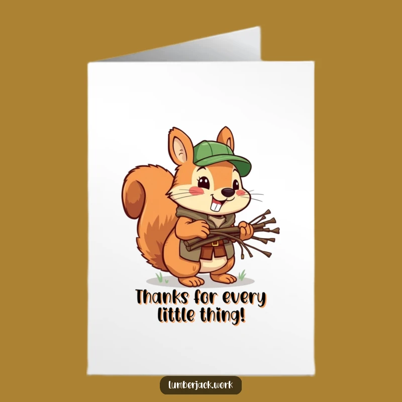 Free Printable Squirrel Lumberjack Thank You Card: Grateful Downloadable Gift of Thanks!