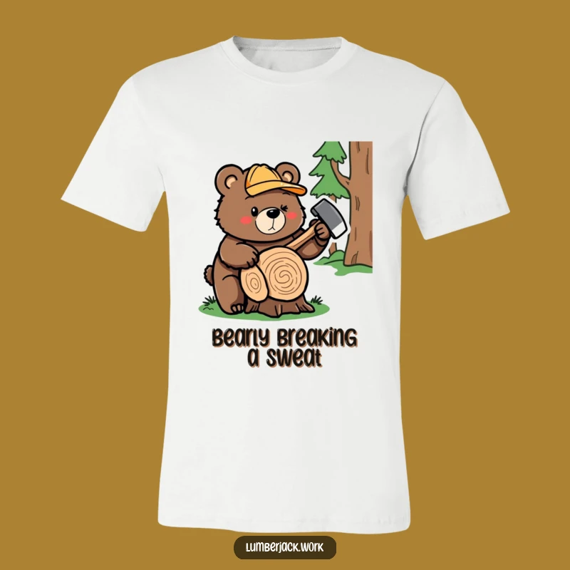 Funny Bear Lumberjack T-Shirt: Hilarious Chopping Action, Great Funny Gift Idea